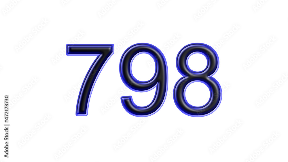 blue 798 number 3d effect white background