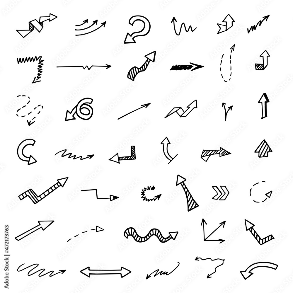 Vector set of hand-drawn arrows, elements for presentation Vector set of hand-drawn arrows, elements for presentation