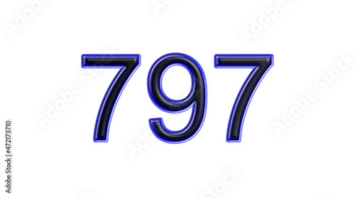 blue 797 number 3d effect white background