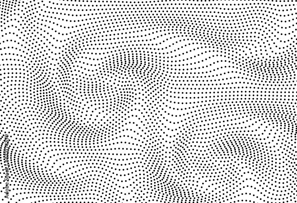 Abstract background with wavy lines. Black and white vector pattern.