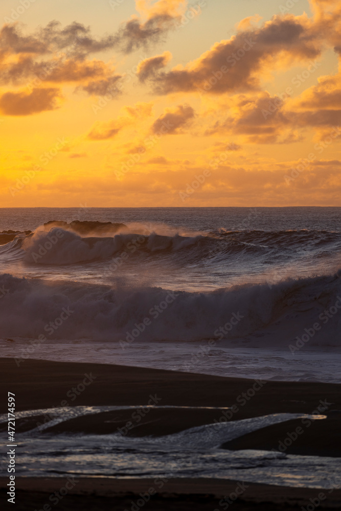 Sunset with ocean waves at Hawaii Sunset with ocean waves at Hawaii