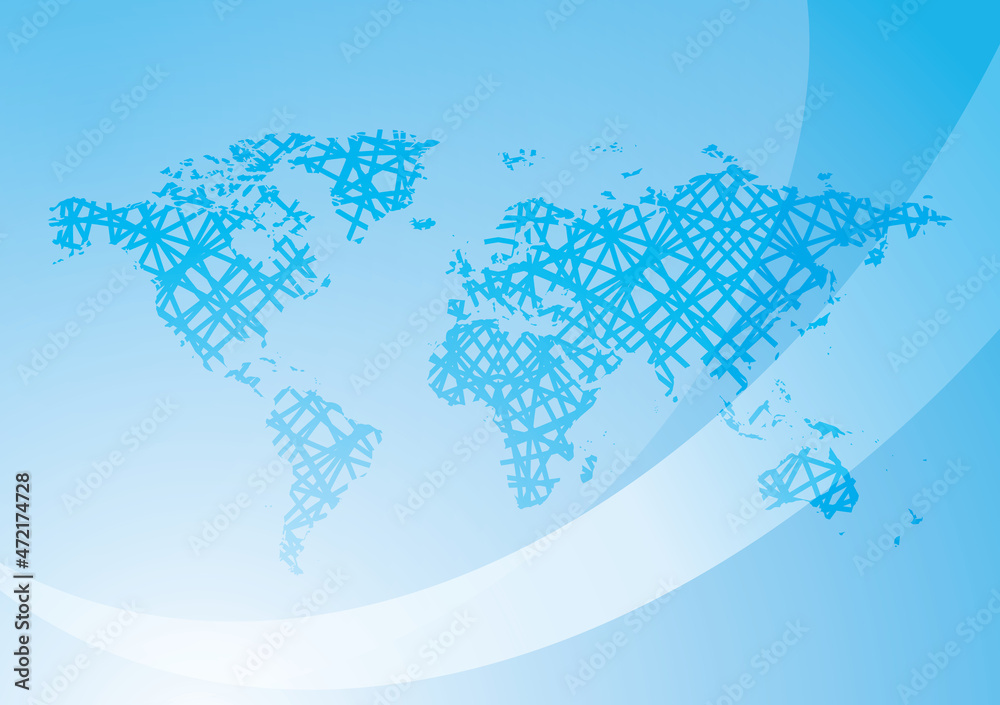 blue background with silhouette of abstract world map - vector