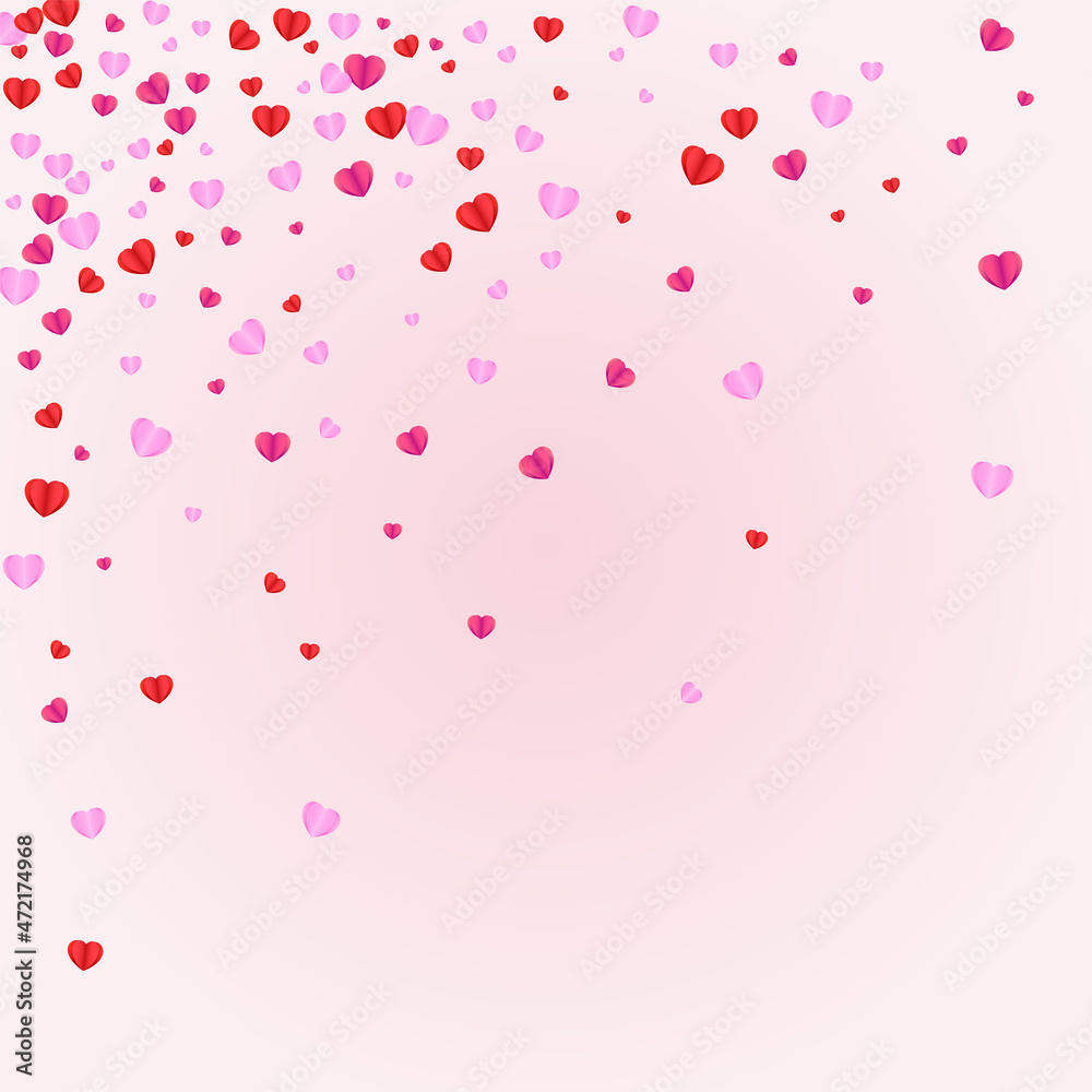 Purple Confetti Background Pink Vector. Rain Frame Heart. Pinkish Sweetheart Texture. Red Heart Romantic Pattern. Violet Mother Illustration.