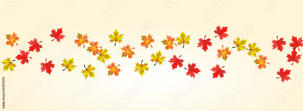 Orange Leaves Background Beige Vector. Foliage Realistic Card. Golden September Leaf. Nature Plant Illustration. Orange Leaves Background Beige Vector. Foliage Realistic Card. Golden September Leaf. Nature Plant Illustration.