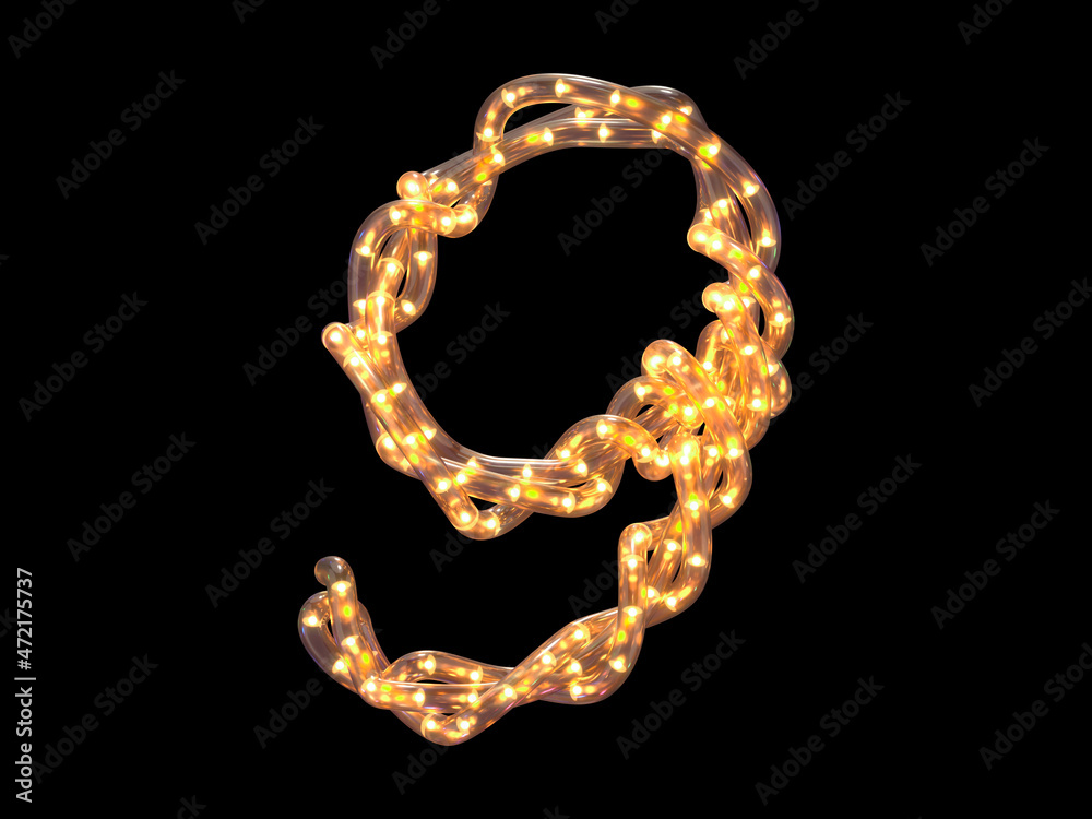 Obraz premium Led garland font. Number 9