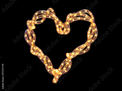 Led garland font. Heart symbol