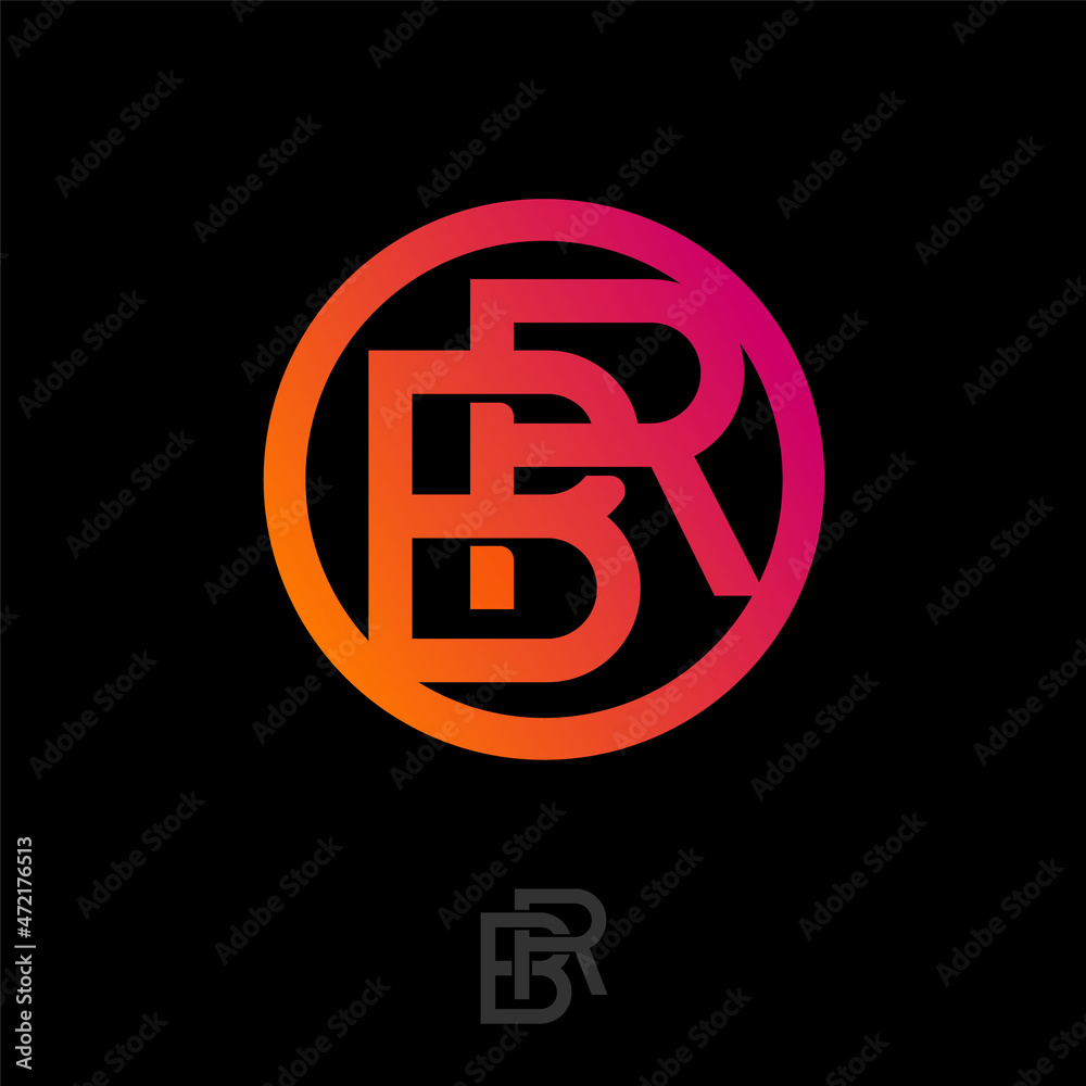 Letter B and letter R. B, R monogram from crossed letters into circle frame. Emblem for label, packaging, luxury gifts store, business, clothes or jewelry. Letter B and letter R. B, R monogram from crossed letters into circle frame. Emblem for label, packaging, luxury gifts store, business, clothes or jewelry.