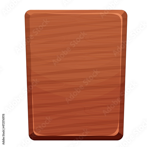 Wooden plank, frame in comic cartoon style isolated on white background. Empty board, textured an detailed. Ui game asset. Vector illustration