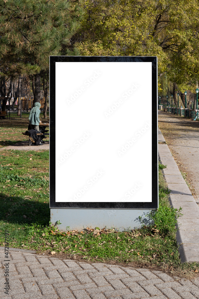 Blank billboard in the public park Blank billboard in the public park