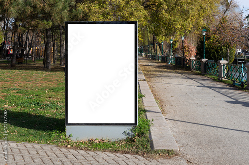 Blank billboard in the public park