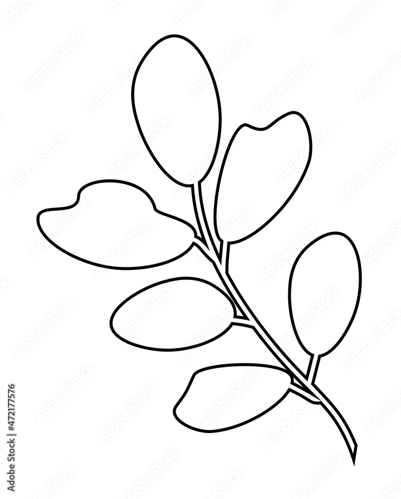 Hand drawn branch with leaves. Doodle vector illustration. Isolated icon on the white background. EPS 10. Hand drawn branch with leaves. Doodle vector illustration. Isolated icon on the white background. EPS 10.