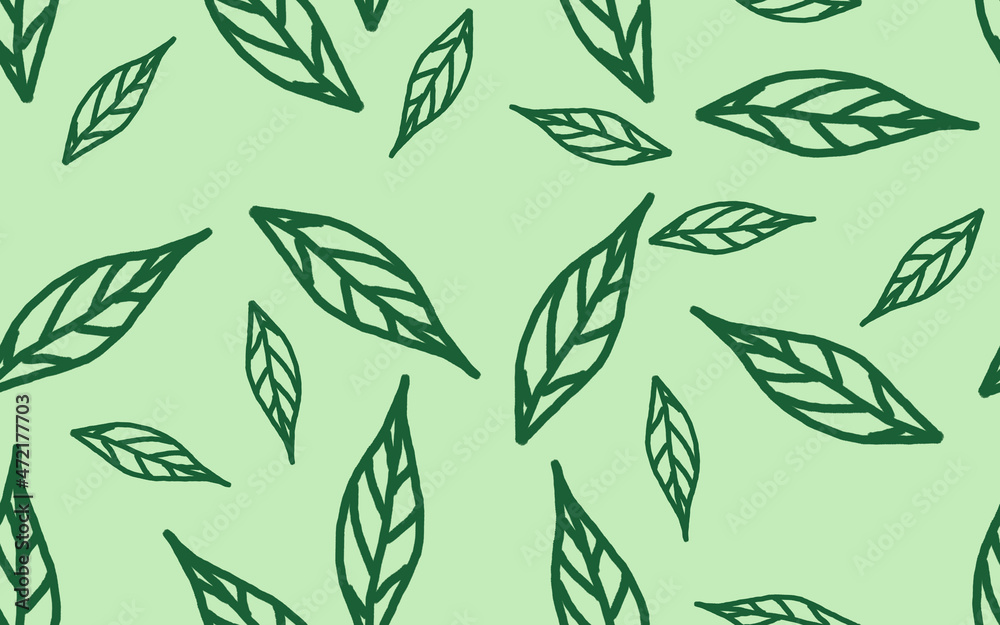Seamless pattern of green leaves. Seamless pattern of green leaves.