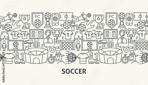 Soccer Banner Concept. Vector Illustration of Outline Design. photo