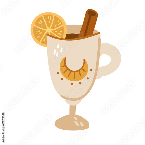 Winter hot drink illustration isolated on white background. Suitable for tea, coffee, grog, mulled wine.