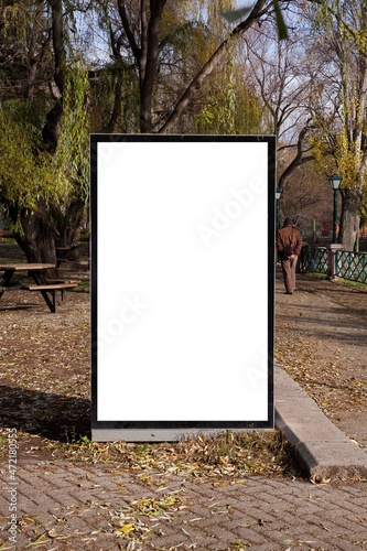 Blank billboard in the public park