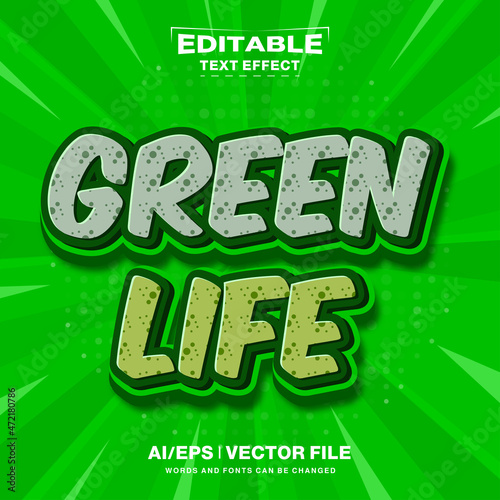 Green Life Text Editable font comic style