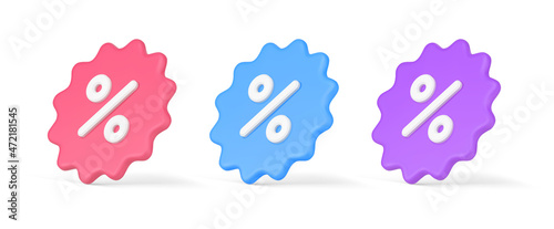 Percentage isometric bright tag retail special offer seasonal discount sale deal sticker set 3d icon