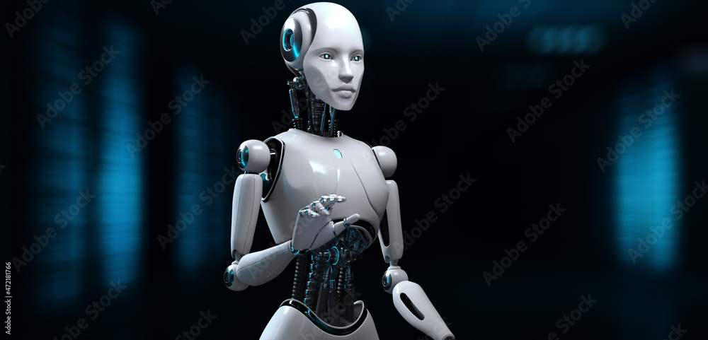 Cyborg Robot 3d render. RPA Robotic process automation Automation AI.