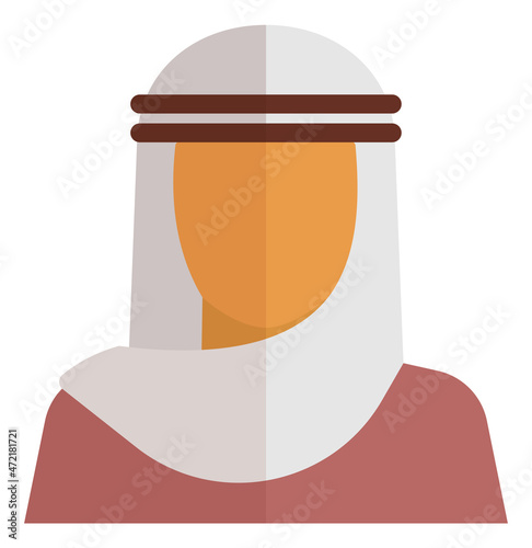 Person in traditional saudi clothing. Flat muslim avatar