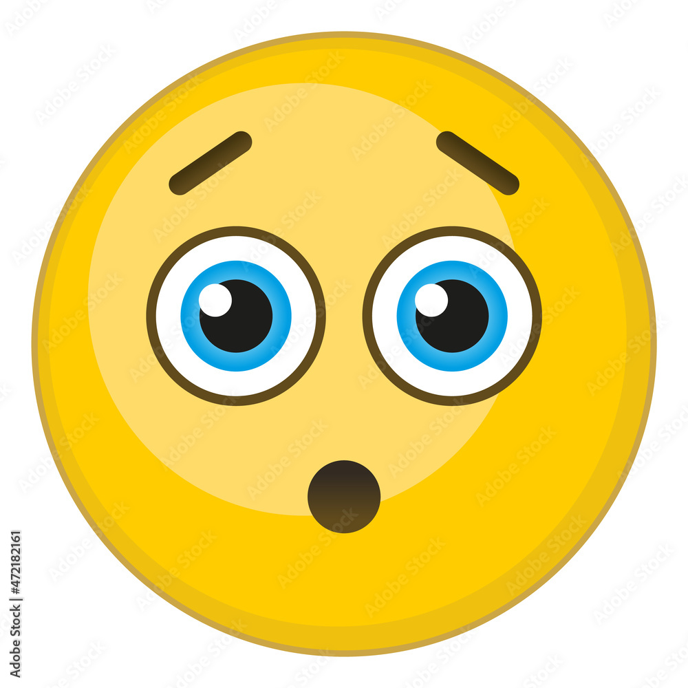 Hushed face. Concerned emoji. Embarrassed yellow emoticon