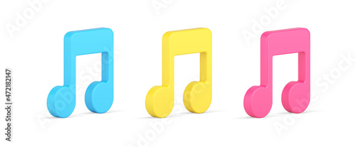Bright notes collection for music writing playing 3d icon template vector illustration