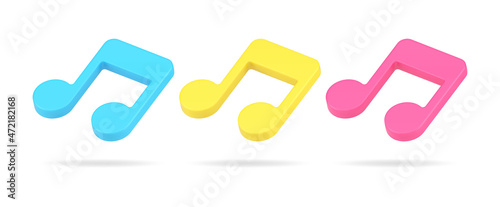 Isometric musical notes classical composition concert melody production app set 3d icon vector