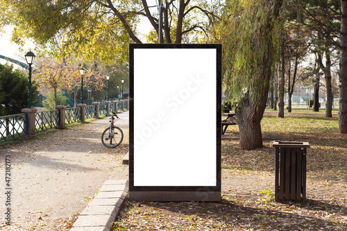 Blank billboard in the public park photo