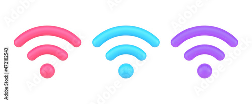 Collection multicolored wi fi internet access decorative design template 3d icon vector illustration