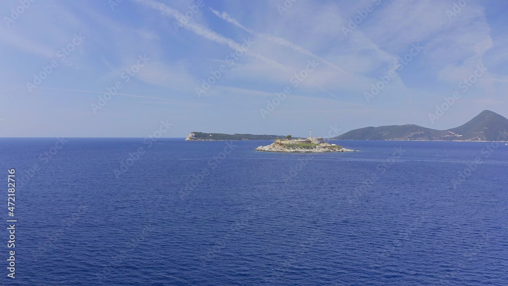 Fortress-island Mamula. Boka Kotorska Bay. Swallow Island. Montenegro. Aerial photography. View from above