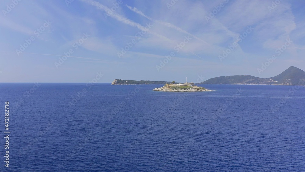 Fortress-island Mamula. Boka Kotorska Bay. Swallow Island. Montenegro. Aerial photography. View from above Fortress-island Mamula. Boka Kotorska Bay. Swallow Island. Montenegro. Aerial photography. View from above