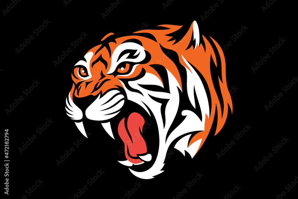 Fototapeta premium Head of Aggressive Tiger Roaring