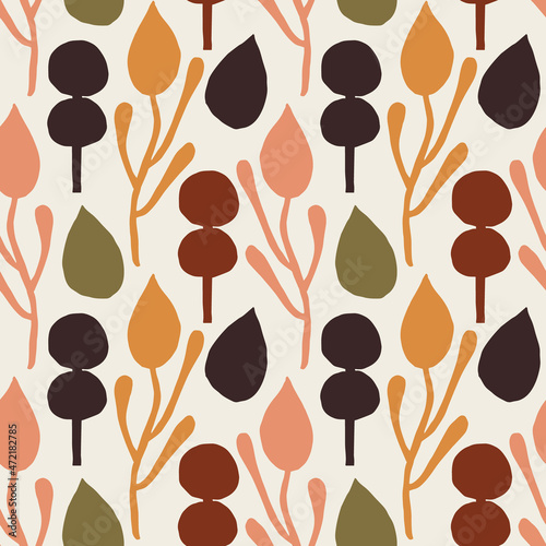 seamless pattern with leaves and flowers