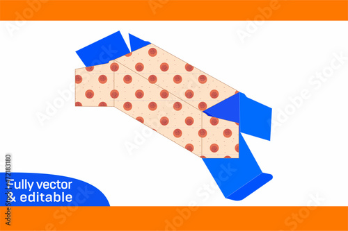 Straight tuck end folding box, Dieline template and 3D box editable easily resizeable_3D box