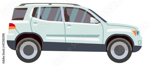 Suv car icon. White powerful road vehicle