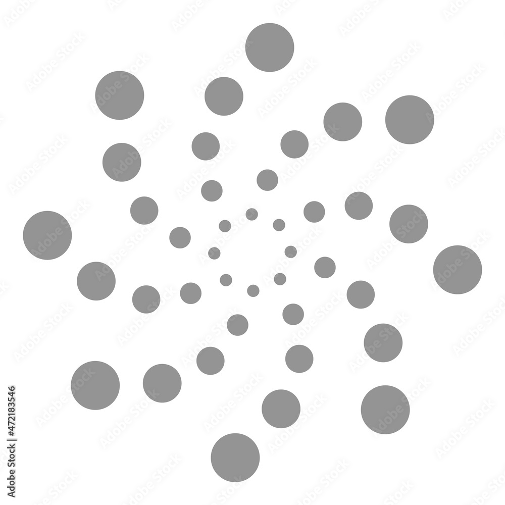 Dotted swirl. Hypnotic dot helix. Loop symbol