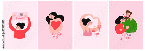 Happy valentines day vector love set elements couple lovers heart be mine women cute illustration clip art character person romantic