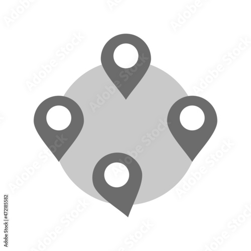 Map Pointers Flat Gray Circle Vector Icon Design