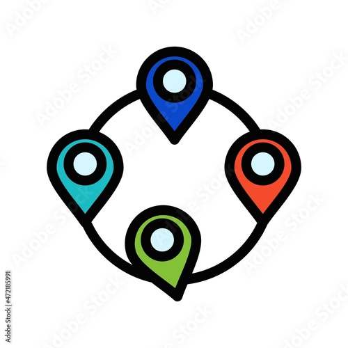  Map Pointers Line Filled Vector Icon Design