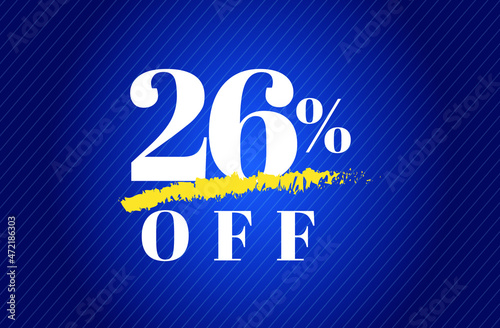 26% off tag twenty six percent discount black friday sale white letter blue gradient background