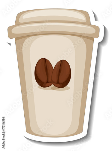 A sticker template of a paper cup of coffee isolated