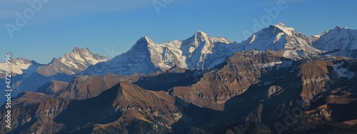 Famous mountain range Eiger, Monch and Jungfrau.