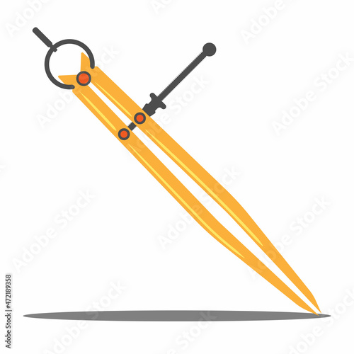 divider caliper flat vector for manufacturing, flat icon divisor caliper