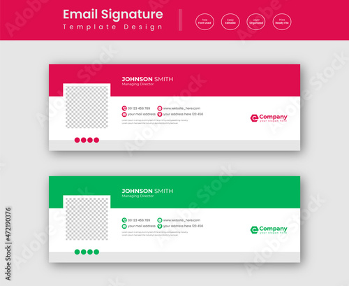 Creative business email signature template or email footer and personal social media cover Premium Vector