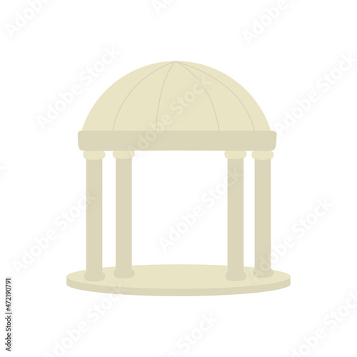 gazebo with a round roof and columns. Flat vector illustration.