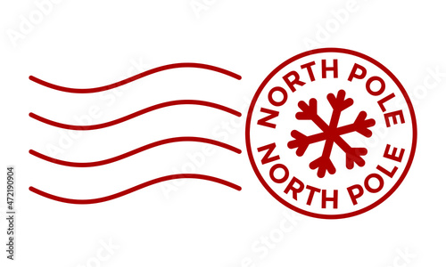 north pole rubber stamp, snowflake, vector illustration 