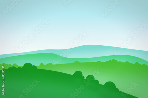 Landscape illustration daytime. A drawn landscape template with daylight.
