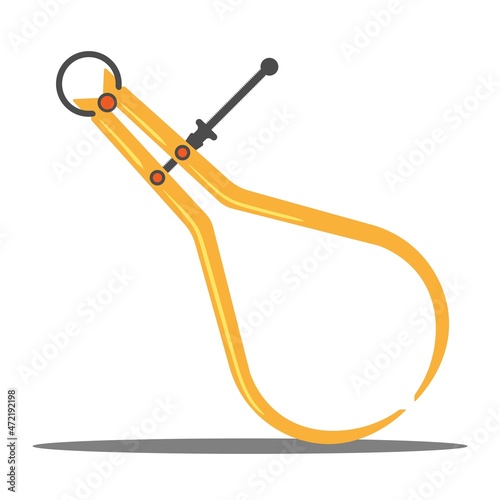 outside caliper flat vector for manufacturing, flat icon outside caliper