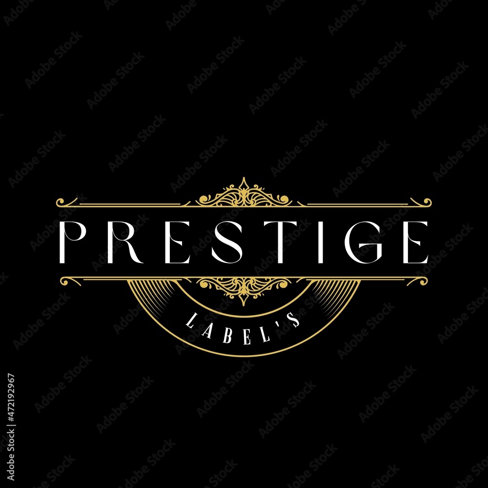 Vintage Ornate of Prestige Labels Logo Design Stock Vector | Adobe Stock