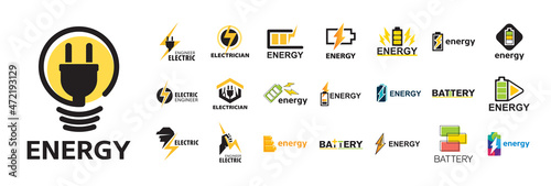 vector set of logos electricity, energy charge