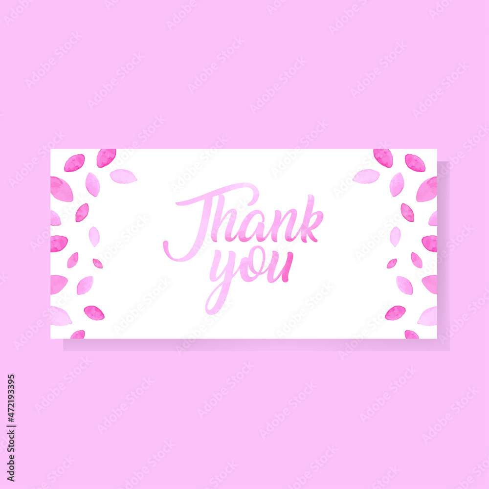 Thank you card made by watercolor vector